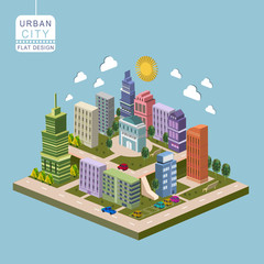 urban city concept 3d isometric infographic