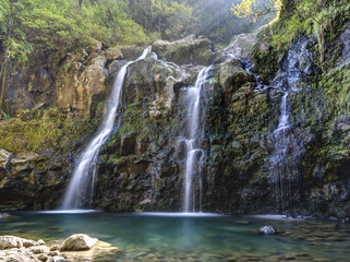 Fototapeta na wymiar Three Bear Falls or Upper Waikuni Falls on the Road to Hana on M