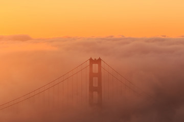 Low fog at Golden Gate Bridge San Francisco