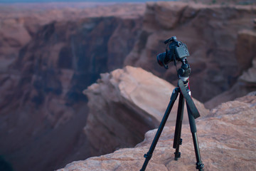 Camera overlooking Canyon at Horseshoe Bend AZ