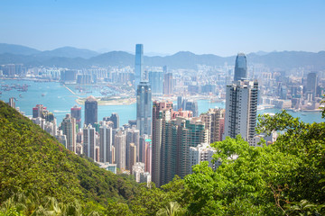 Fototapeta premium Hong Kong, view of the city and the bay from Victoria Peak