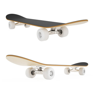 set skateboard isolated on white background.