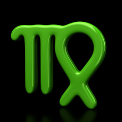 Green virgo zodiac sign on black background