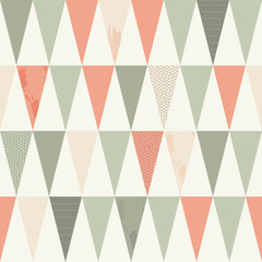 Seamless Geometric Texture with Peach-Pink and Grey Triangles