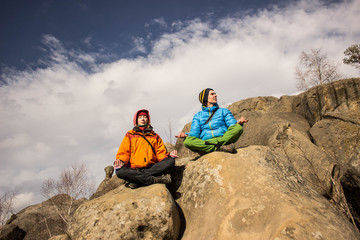 Hiking in the mountains.