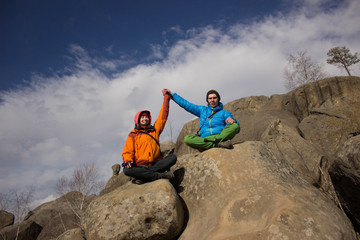 Hiking in the mountains.