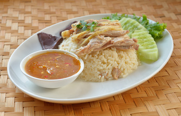 Steam Chicken with Rice (Hainan Chicken)