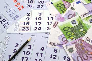 Month calendar and money