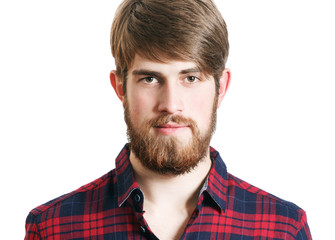Obraz premium Happy young bearded hipster