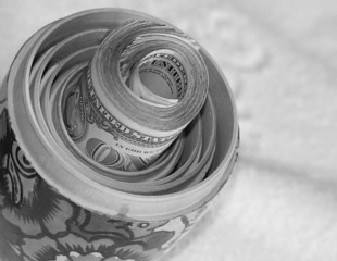 Matryoshka dolls colorful piggy bundle of money