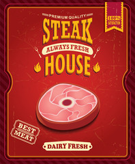 Fototapety  Projekt plakatu w stylu vintage steak house