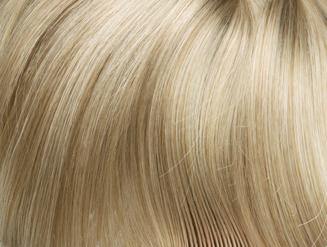 Closeup picture of straight, long blond hair