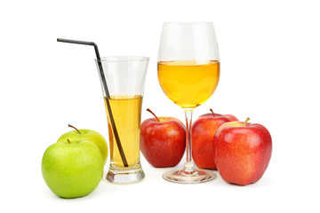 apples and juice in a glass
