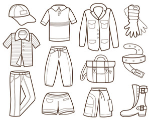 collection of men's clothing (vector illustration)
