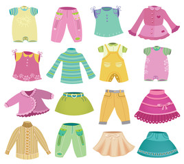 collection of children's clothing (vector illustration)