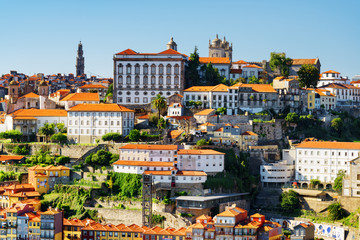 Beautiful view of the historic centre of Porto city. The Porto C
