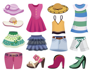 collection of women's clothing (vector illustration)