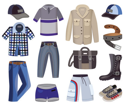 collection of men's clothing (vector illustration)