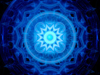 Blue glowing magical space mandala