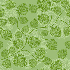 green seamless vector pattern with leaves