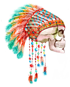 Indian tribal  hat and skull