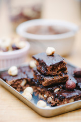 Homemade brownies with ingredients