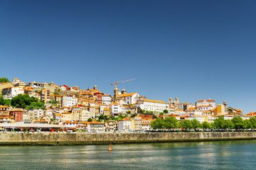 Fototapeta na wymiar Colorful facades of old houses of the historic centre of Porto,