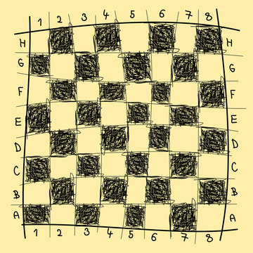Chessboard freehand drawing, vector illustration