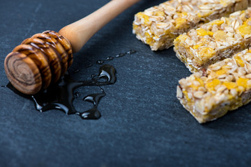 Homemade healthy mueasli bars with honey