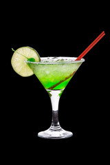 Cocktail on the black background