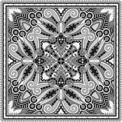 Poster grey ornamental floral paisley bandanna © Kara-Kotsya