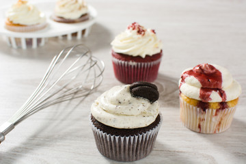 preparing cupcakes in the kitchen