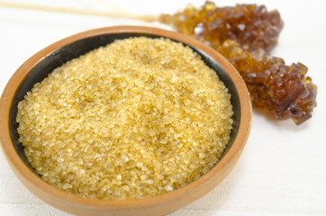 Brown sugar in a pot