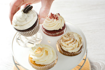 preparing cupcakes in the kitchen