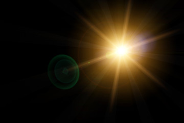 Vector star, sun with lens flare.