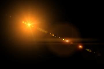 Vector star, sun with lens flare.