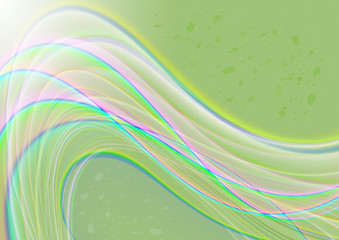 Light green satin background with bright wavy stripes
