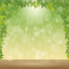 leaves and sun rays - vector spring background