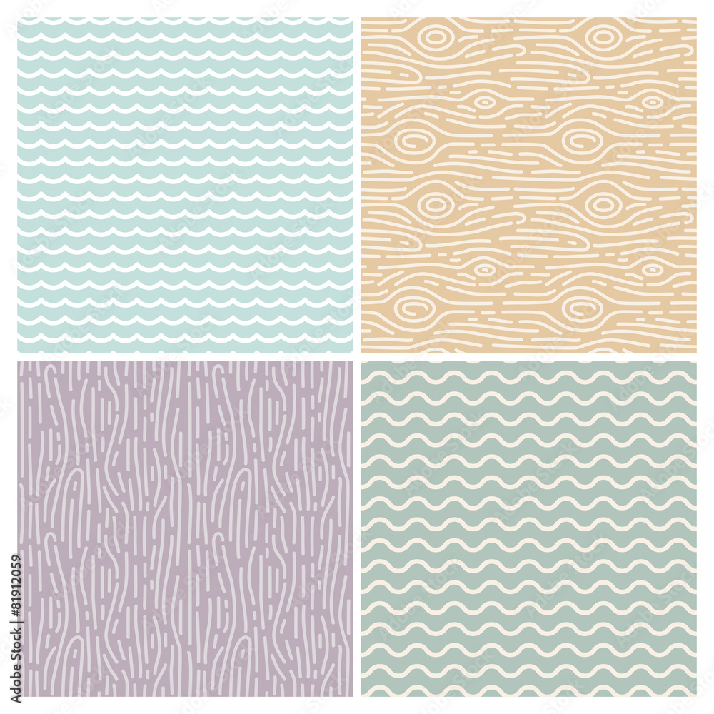 Poster Vector linear seamless patterns