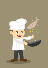 Cute Cooking Chef Vector Illustration
