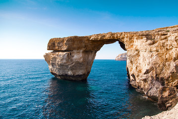 Azure Window, famous stone arch of Gozo island in the  Malta