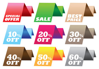 Sale Discount Folded Labels Vector Design Elements
