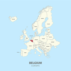 BELGIUM MAP flat design illustration vector