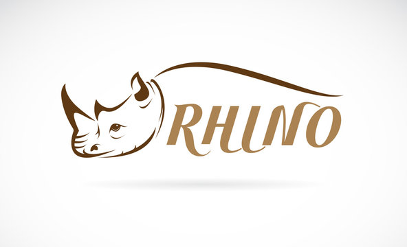 Vector image of rhino head and text on white background