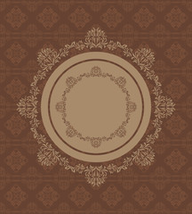 Ornamental circular element on a seamless dark brown background