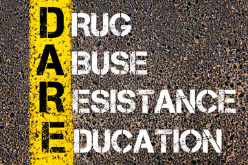 Acronym DARE as DRUG ABUSE RESISTANCE EDUCATION