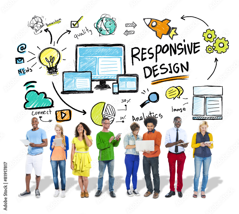 Aufkleber responsive design internet web diversity technology concept