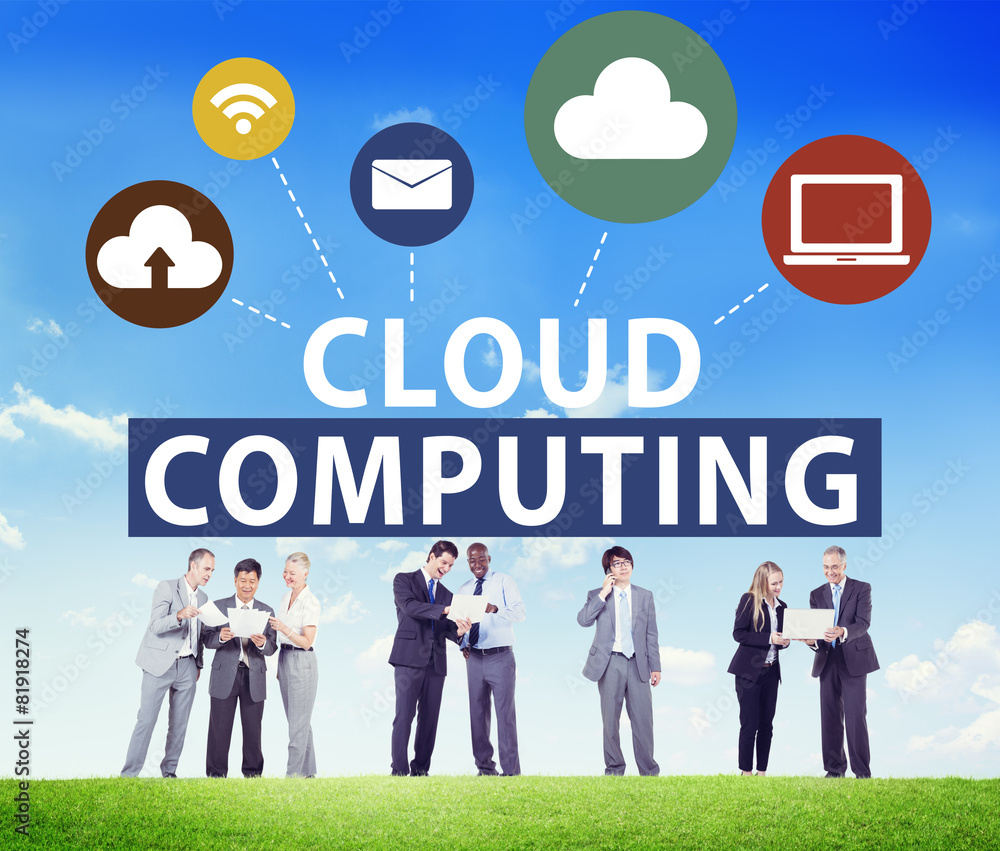 Poster cloud computing network online internet storage concept