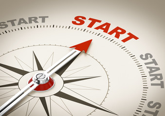 Kompassnadel zeigt auf START