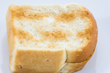 toasted bread on white background
